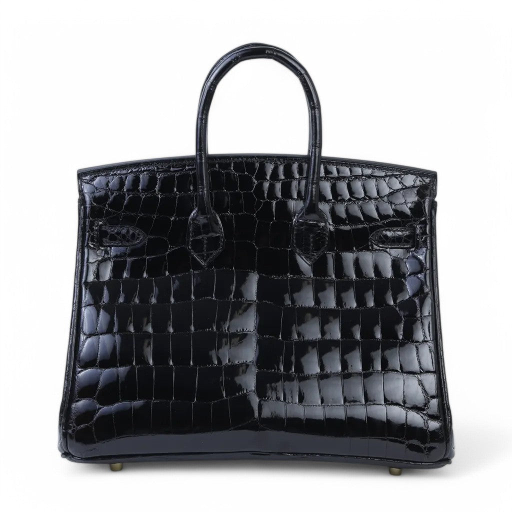 HERMÈS Hermes Birkin 25 Black Crocodile Niloticus Lise