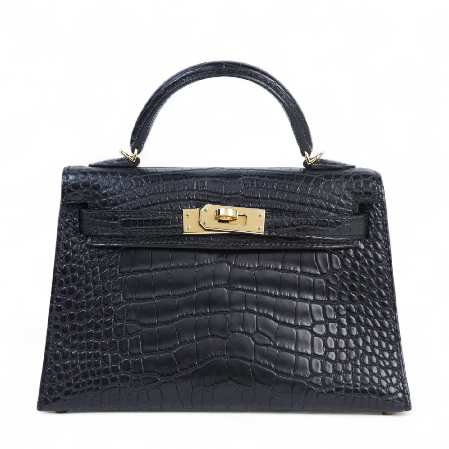 HERMÈS エルメス ミニケリー2 ブラック クロコダイル アリゲーター マット