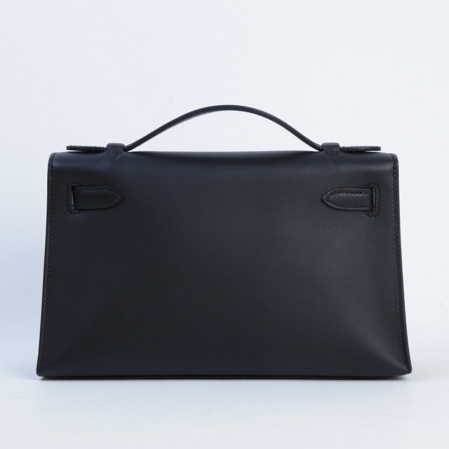 HERMÈS Hermès Pochette Kelly Black with Pink Gold Hardware