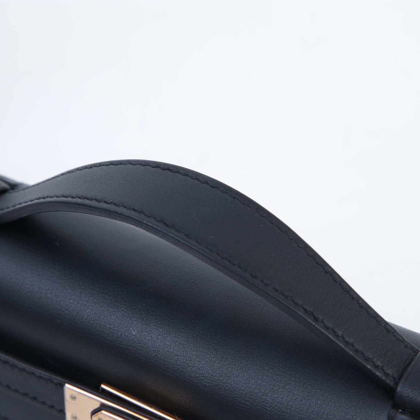HERMÈS Hermès Pochette Kelly Black with Pink Gold Hardware
