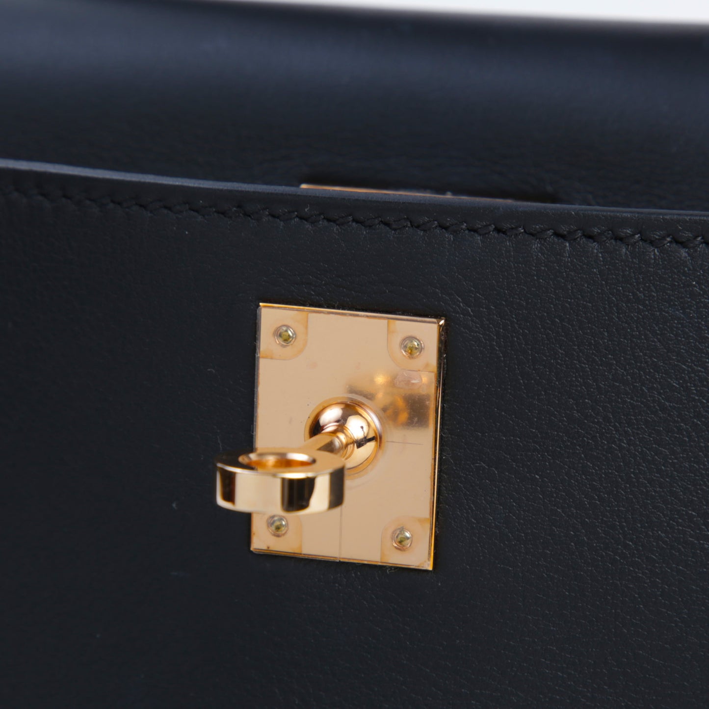 HERMÈS Hermès Pochette Kelly Black with Pink Gold Hardware