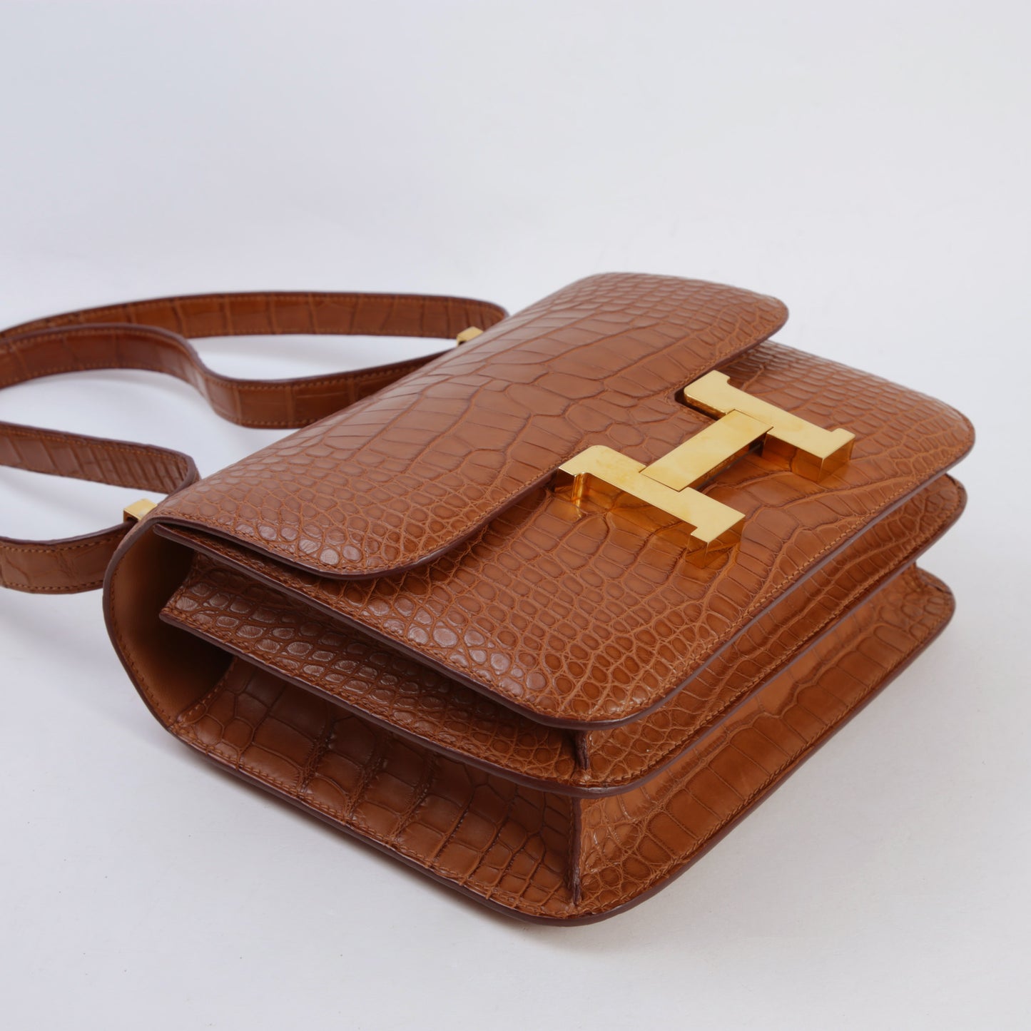 HERMÈS Hermes Constance 24 Gold Crocodile Alligator Matte