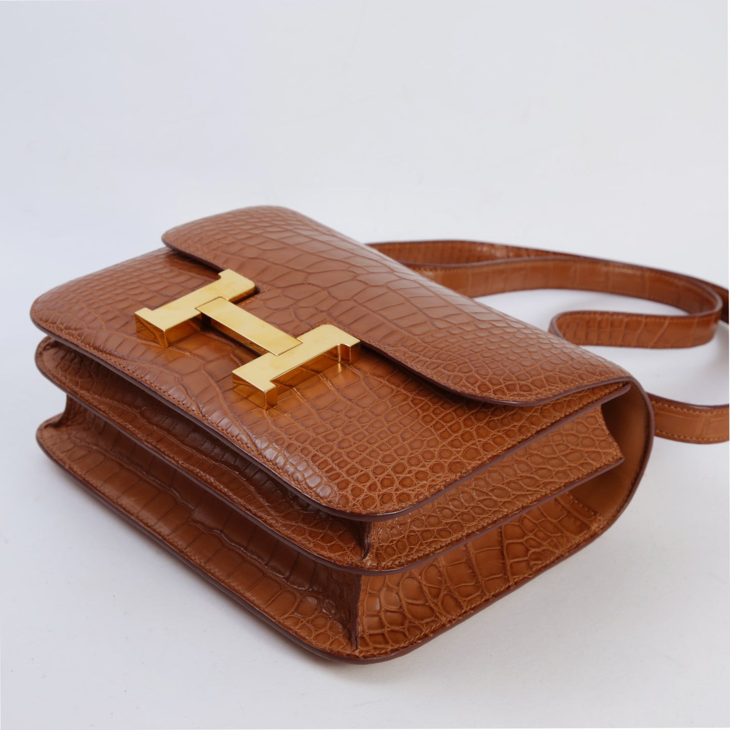 HERMÈS Hermes Constance 24 Gold Crocodile Alligator Matte