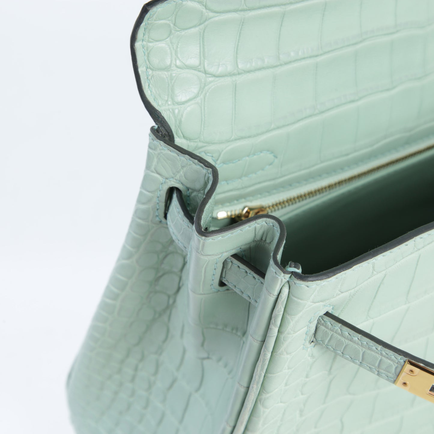 HERMÈS エルメス ケリー25 ヴェール・デュー クロコダイル アリゲーター マット