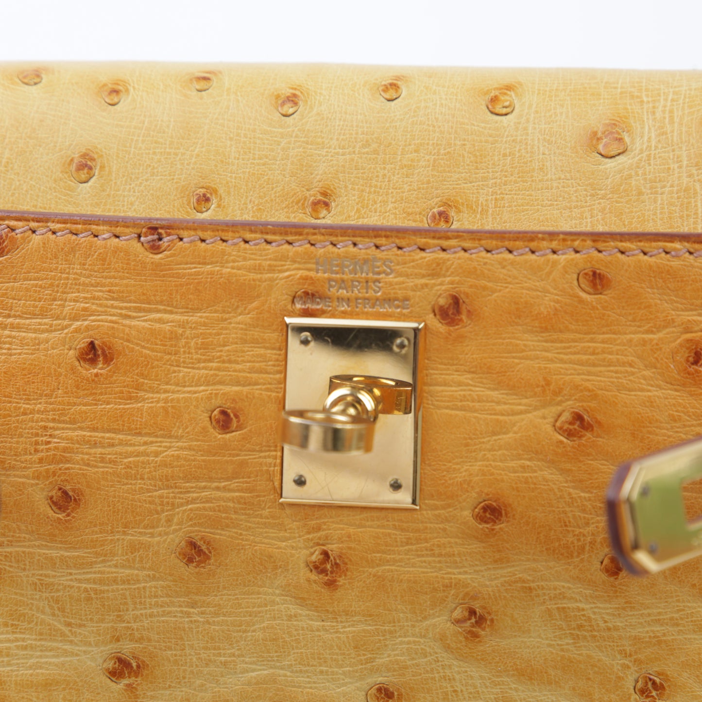 HERMÈS Hermes Kellyad PM Saffron Ostrich