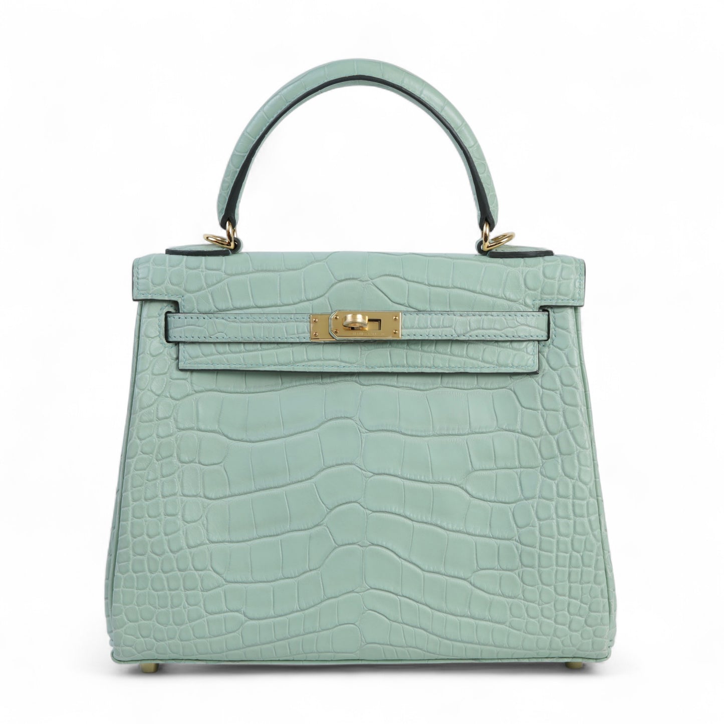 HERMÈS エルメス ケリー25 ヴェール・デュー クロコダイル アリゲーター マット