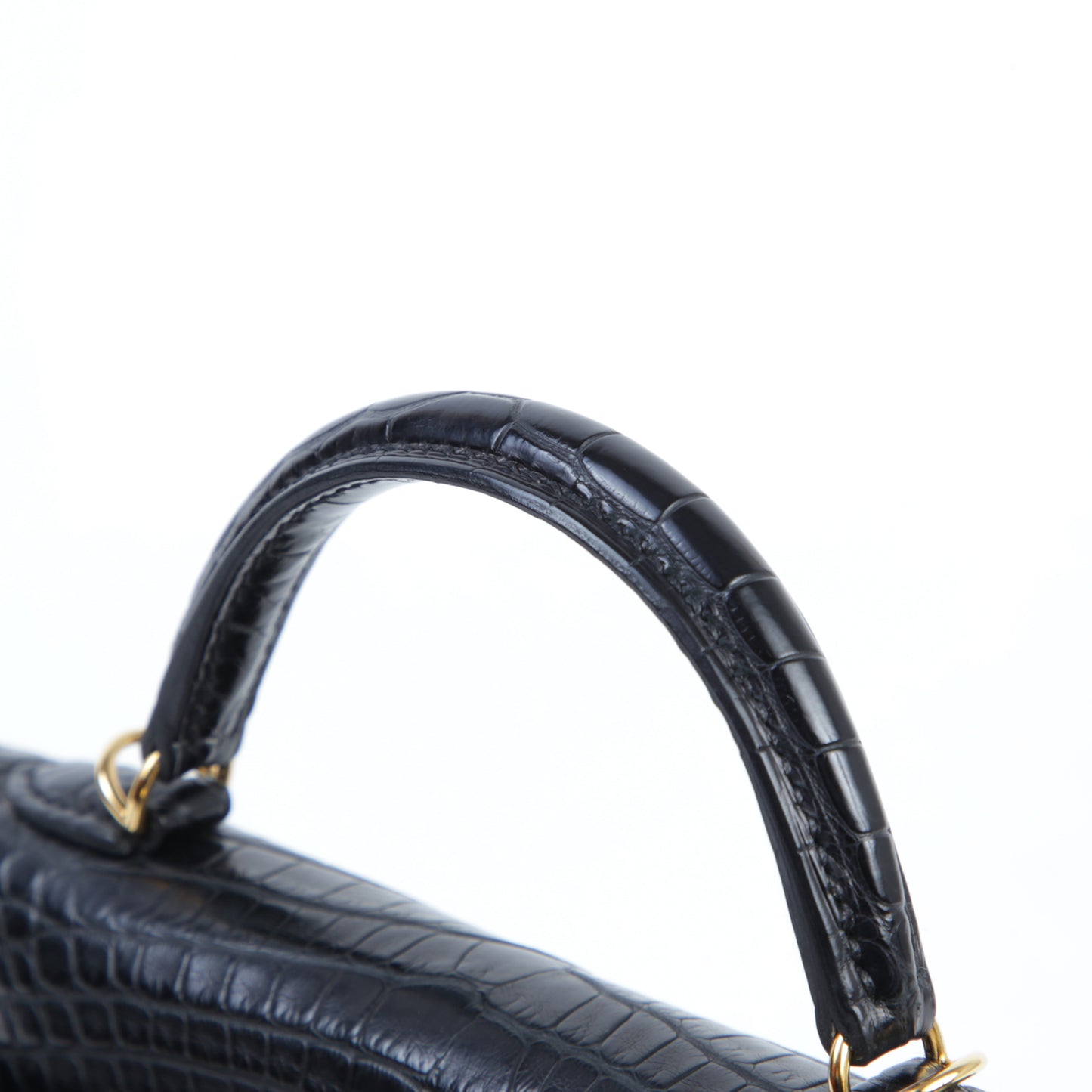 HERMÈS Hermes Mini Kelly 2 Black Crocodile Alligator Matte