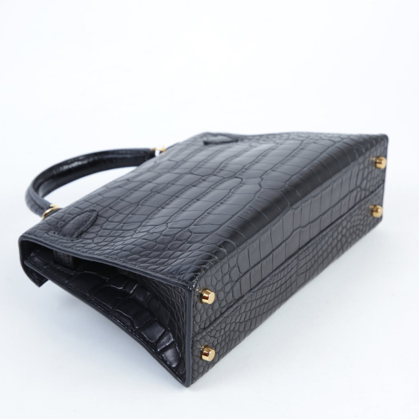 HERMÈS Hermes Mini Kelly 2 Black Crocodile Alligator Matte