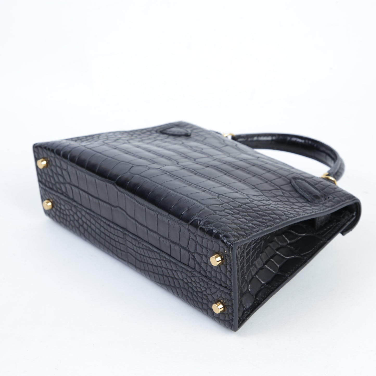 HERMÈS Hermes Mini Kelly 2 Black Crocodile Alligator Matte