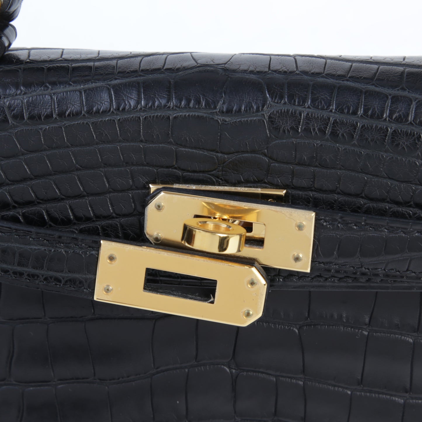 HERMÈS エルメス ミニケリー2 ブラック クロコダイル アリゲーター マット