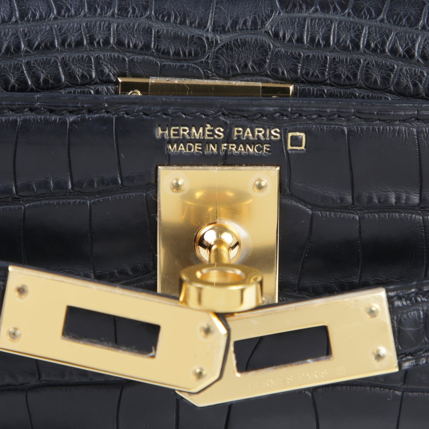 HERMÈS エルメス ミニケリー2 ブラック クロコダイル アリゲーター マット