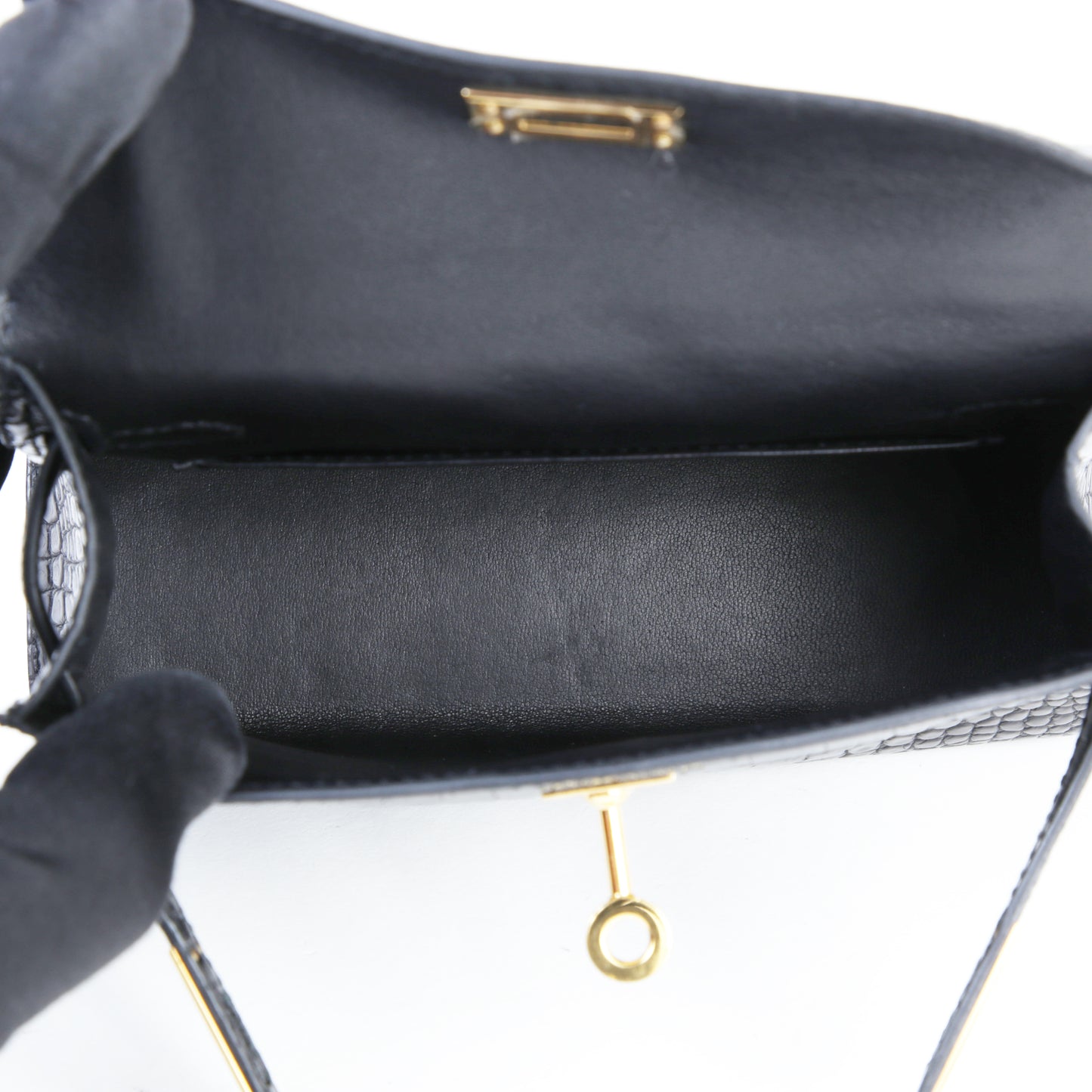 HERMÈS Hermes Mini Kelly 2 Black Crocodile Alligator Matte