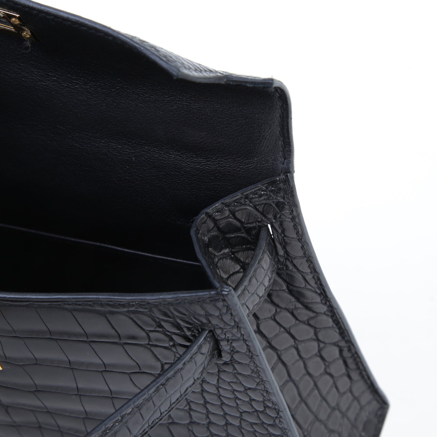 HERMÈS Hermes Mini Kelly 2 Black Crocodile Alligator Matte