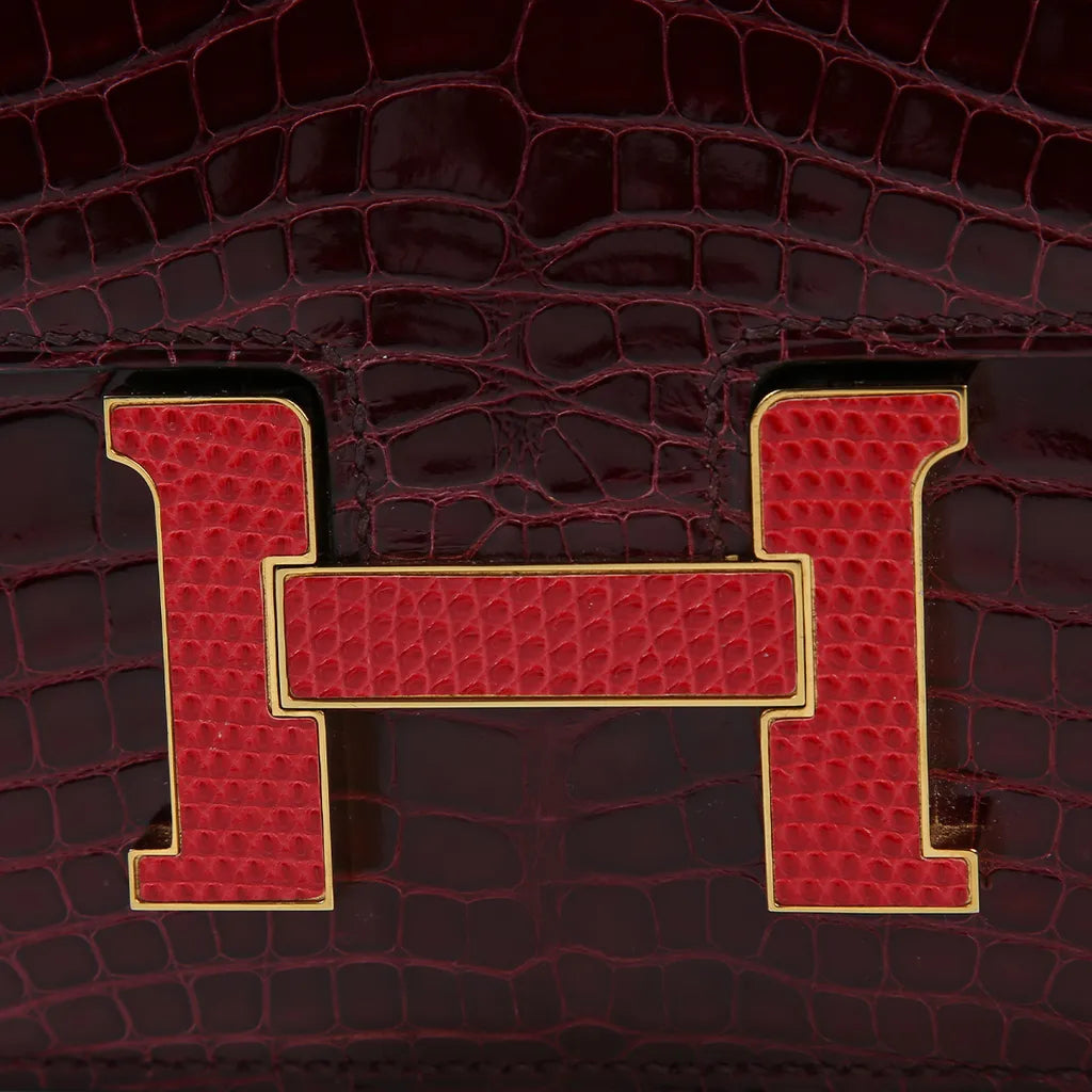 HERMÈS Hermes Constance 3 Mini Burgundy Crocodile Alligator Lise
