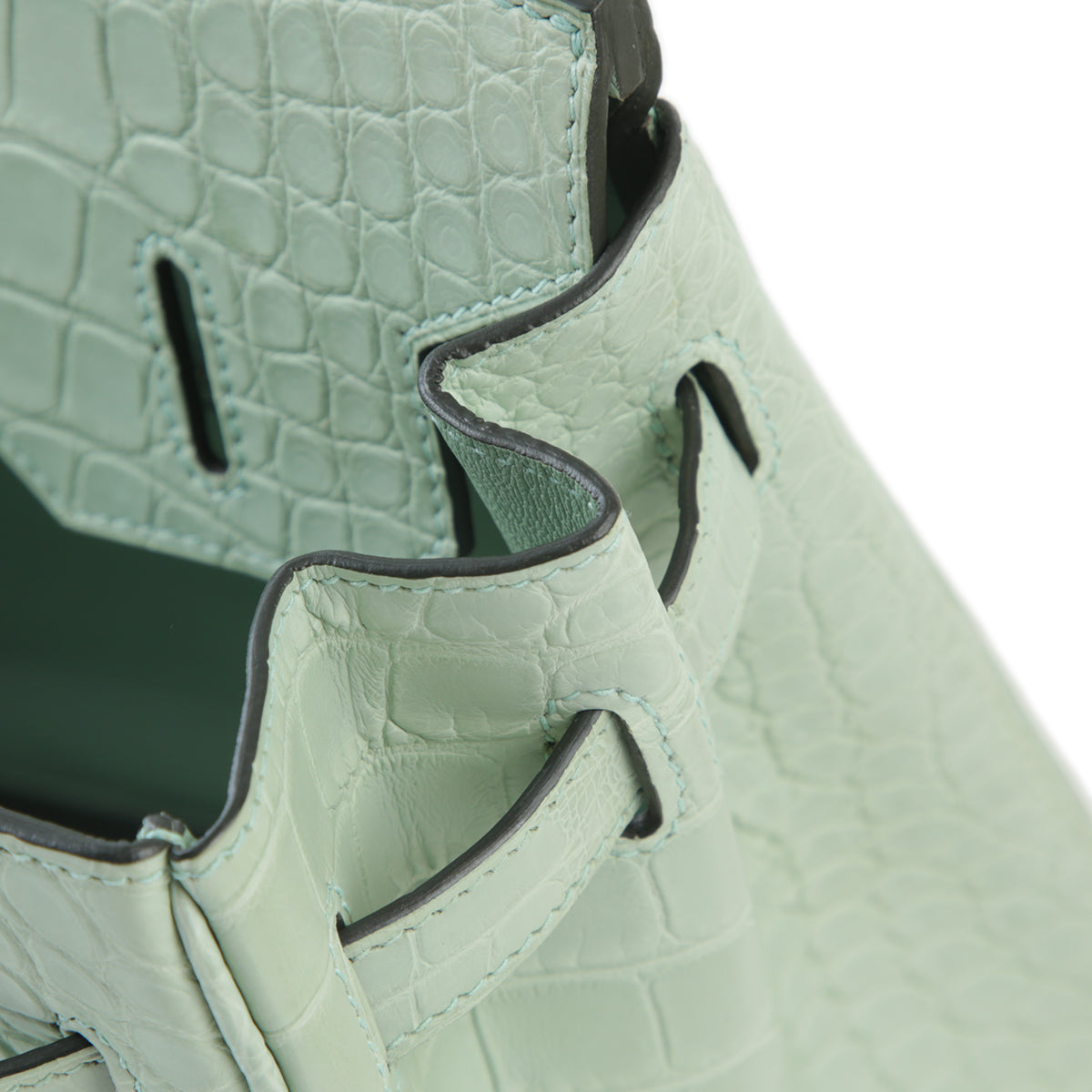 HERMÈS Hermes Birkin 30 Vert Dew Crocodile Alligator Matte