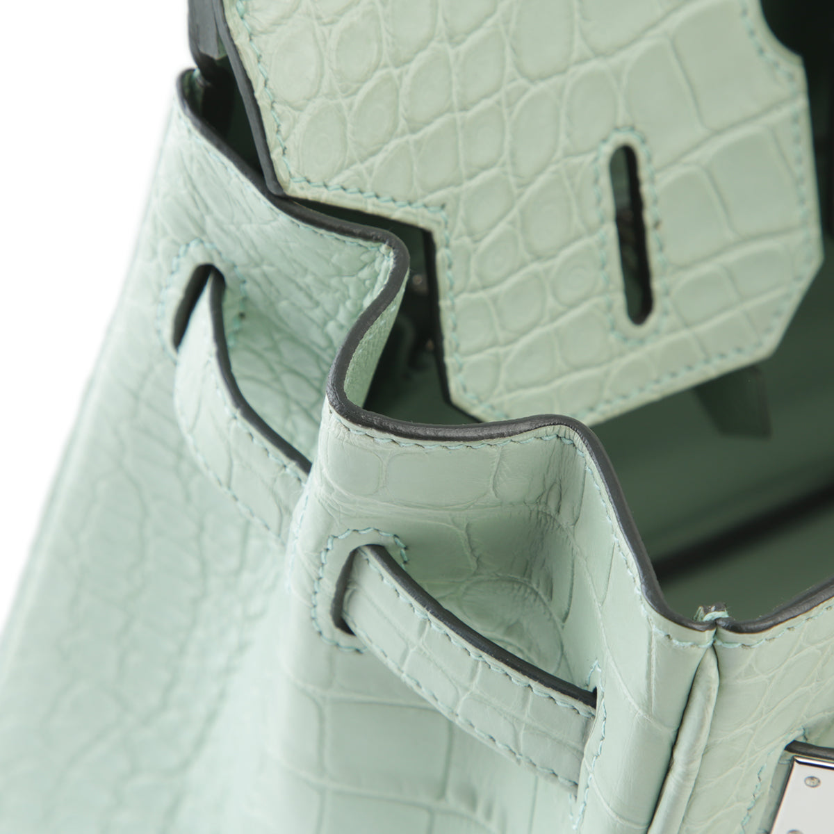 HERMÈS Hermes Birkin 30 Vert Dew Crocodile Alligator Matte