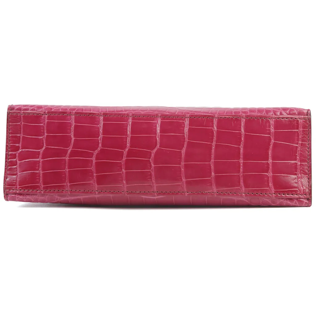 HERMÈS Hermes Pochette Kelly Rose Tyrian Crocodile Alligator Lise