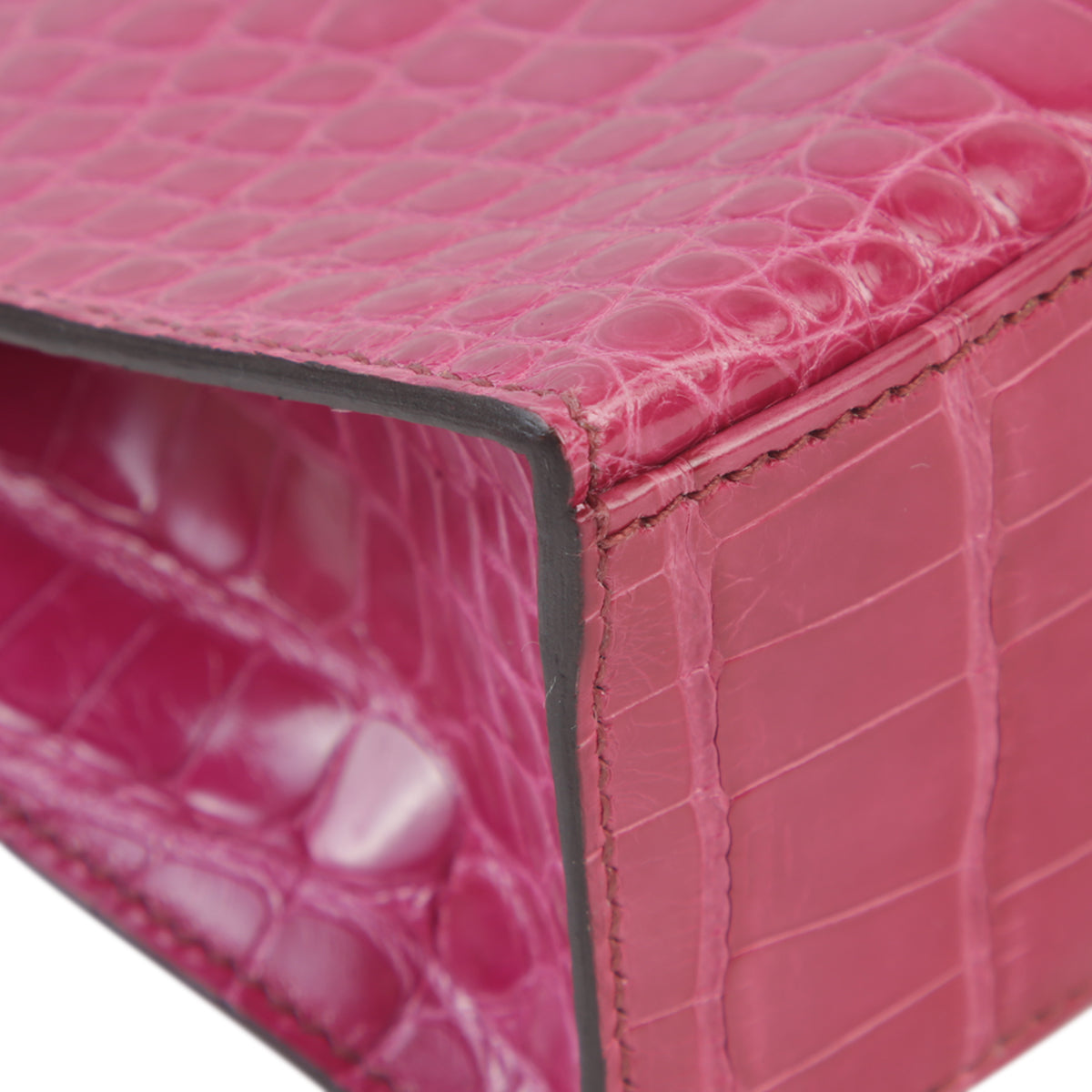 HERMÈS Hermes Pochette Kelly Rose Tyrian Crocodile Alligator Lise