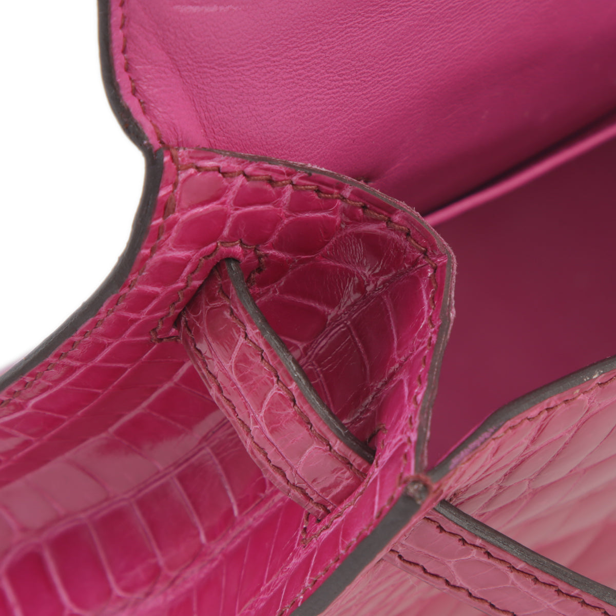 HERMÈS エルメス ポシェットケリー ローズティリアン クロコダイル アリゲーター リセ