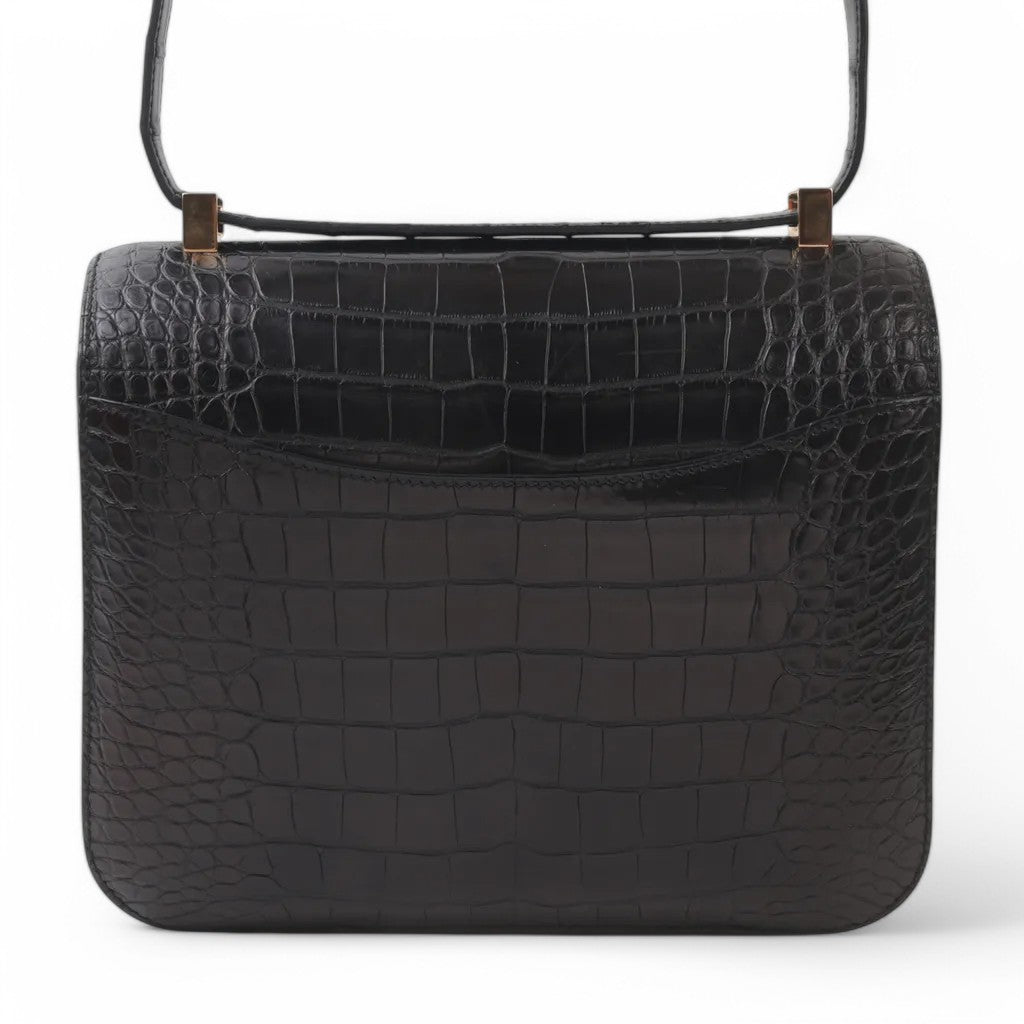 HERMÈS Hermes Constance 24 Black Crocodile Alligator Matte