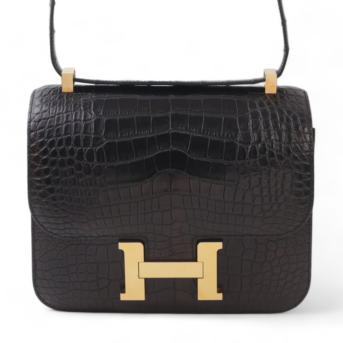 HERMÈS Hermes Constance 24 Black Crocodile Alligator Matte