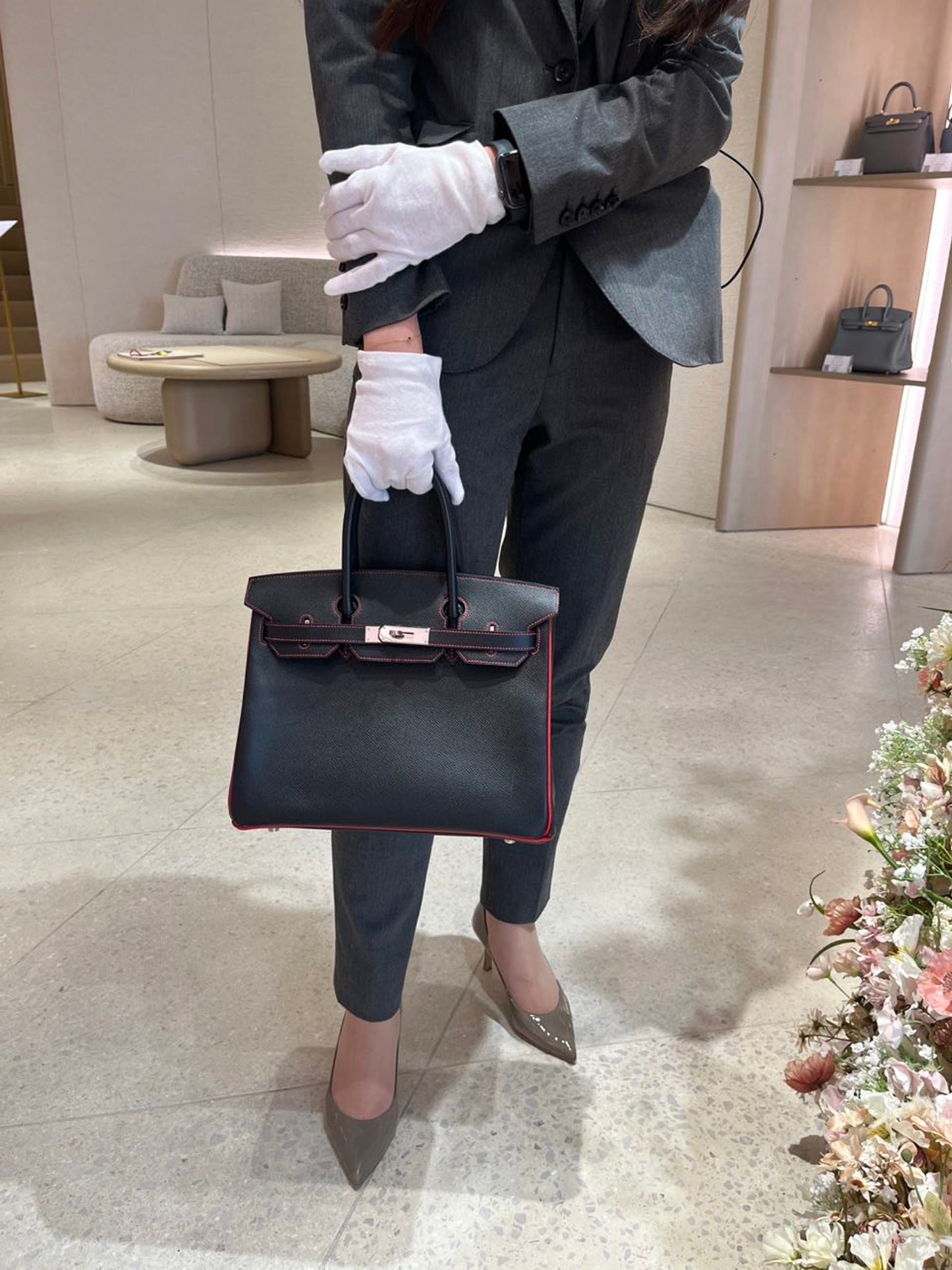 HERMÈS エルメス スペシャルオーダー バーキン30 ブラック レッド