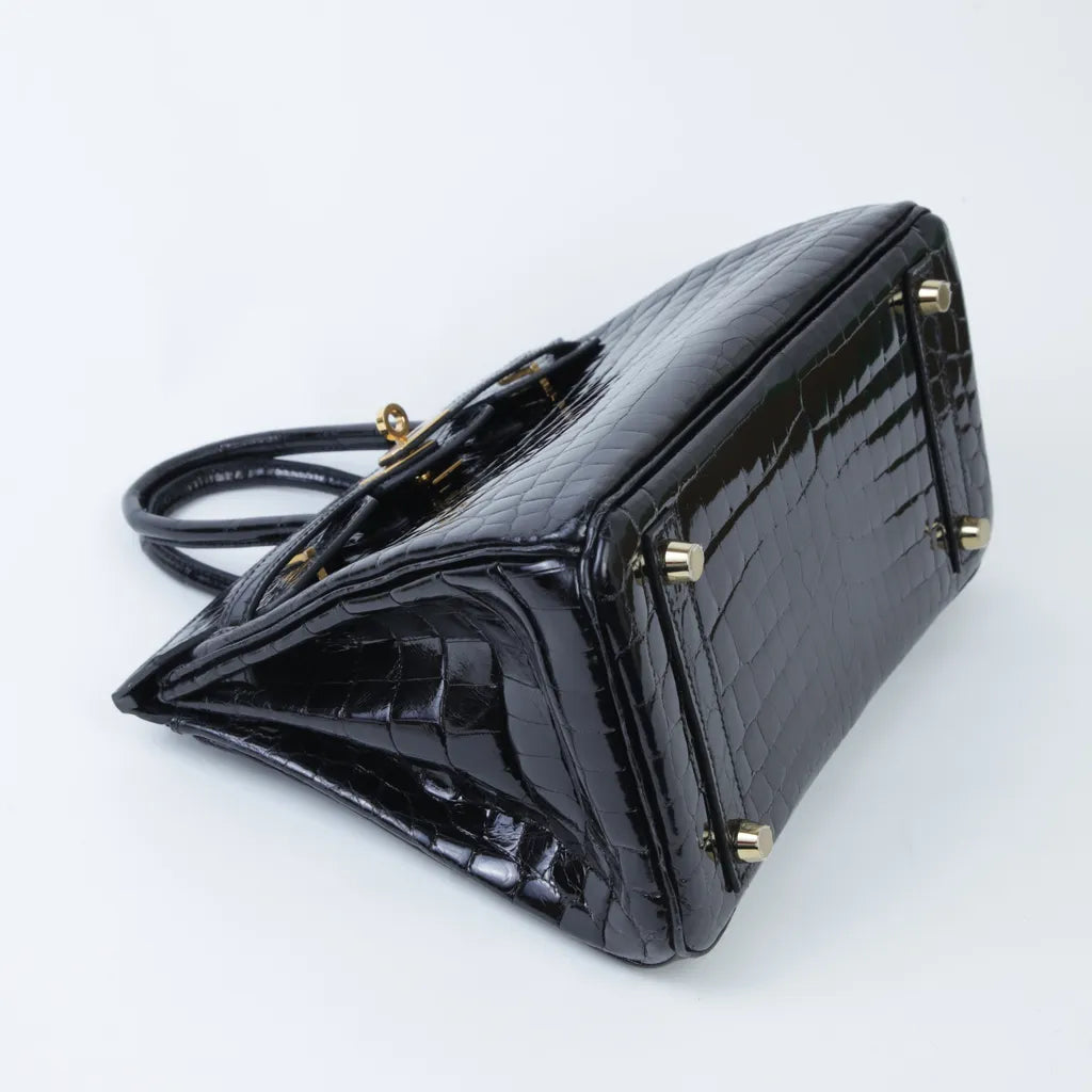 HERMÈS Hermes Birkin 25 Black Crocodile Niloticus Lise