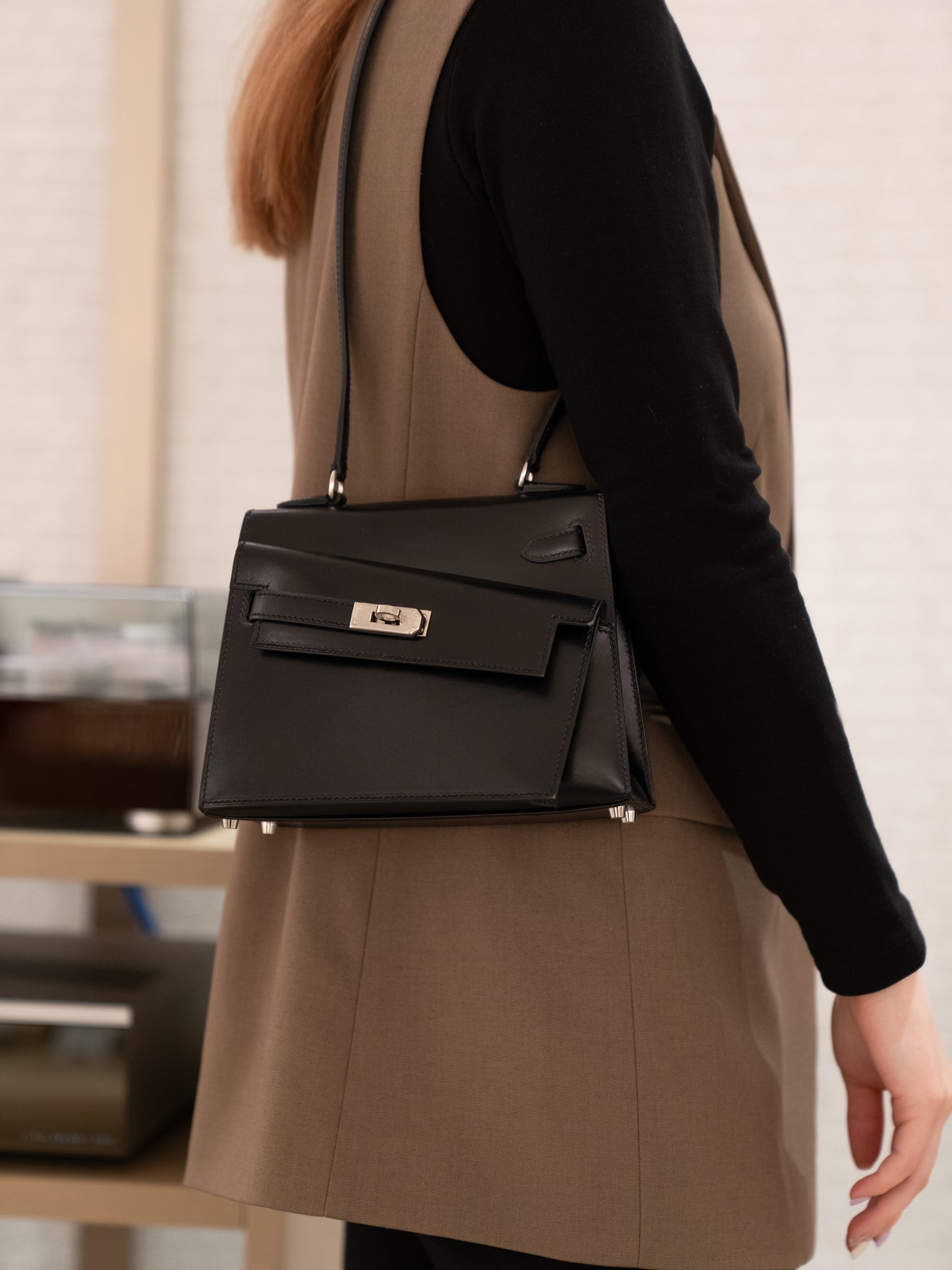 HERMÈS Hermes Kelly 20 Disorder Black