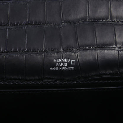 HERMÈS エルメス ポシェットケリー ブラック クロコダイル アリゲーター マット