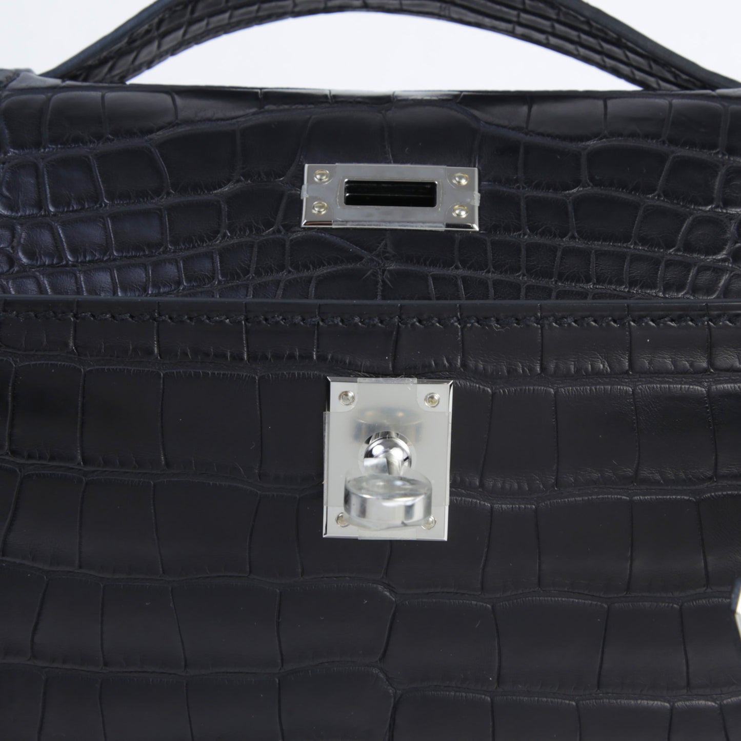 HERMÈS エルメス ポシェットケリー ブラック クロコダイル アリゲーター マット