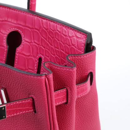 HERMÈS Hermes Birkin 30 Touch Framboise Crocodile Alligator Matte