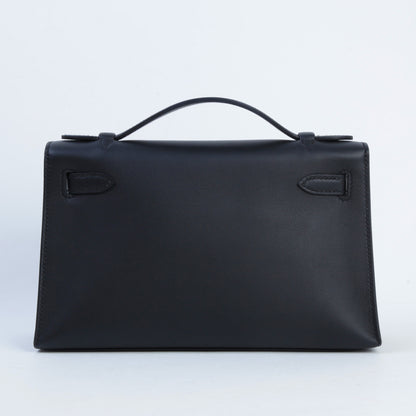 HERMÈS エルメス ポシェットケリー ブラック ピンクゴールド金具