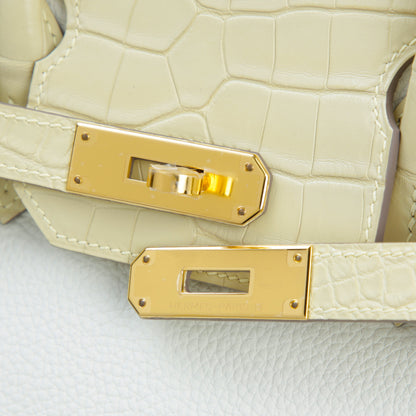 HERMÈS エルメス バーキン30 タッチ クロコダイル アリゲーター マット マッシュルーム バニラ