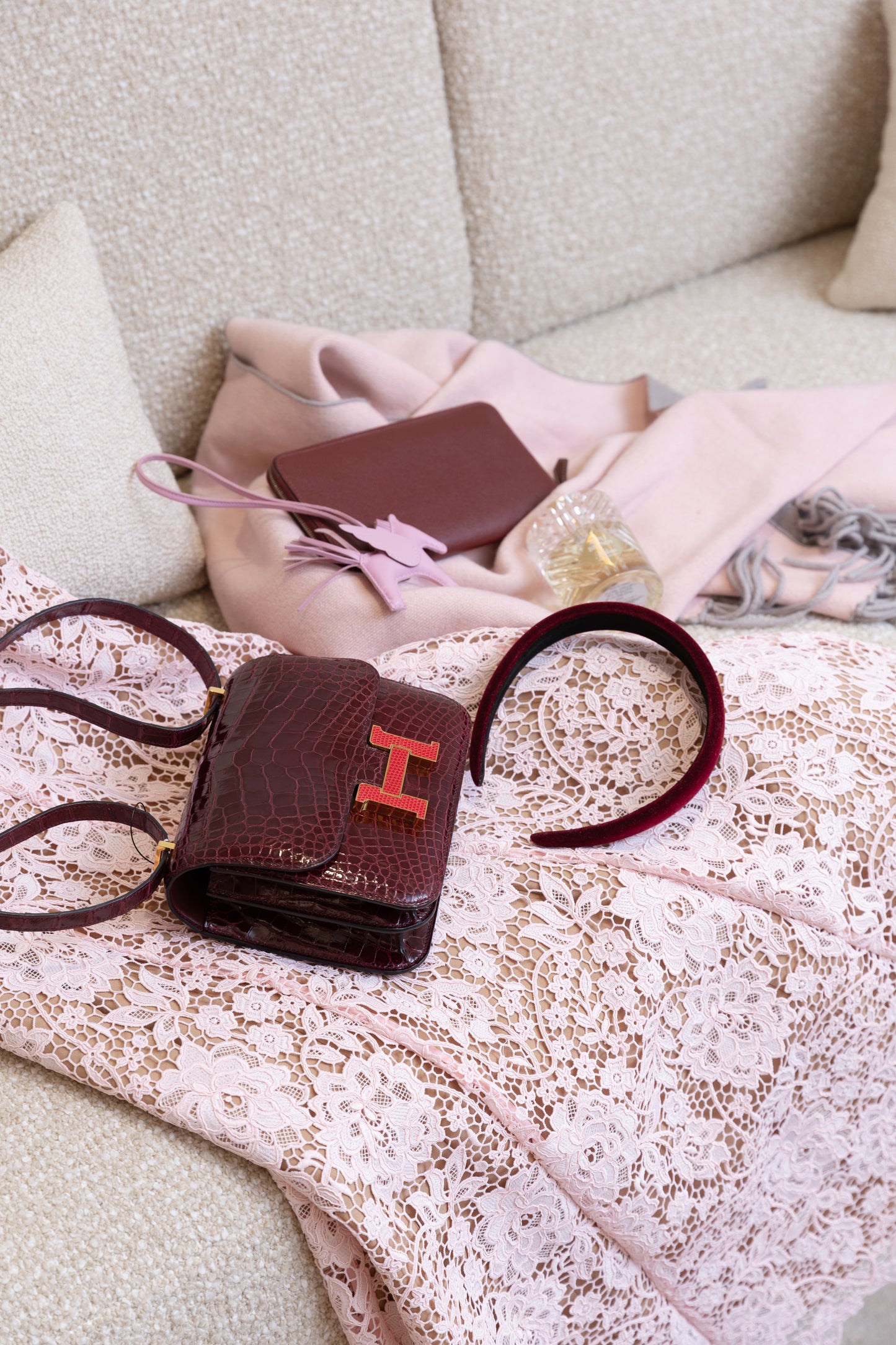 HERMÈS エルメス コンスタンス3 ミニ ブルゴーニュ クロコダイル アリゲーター リセ