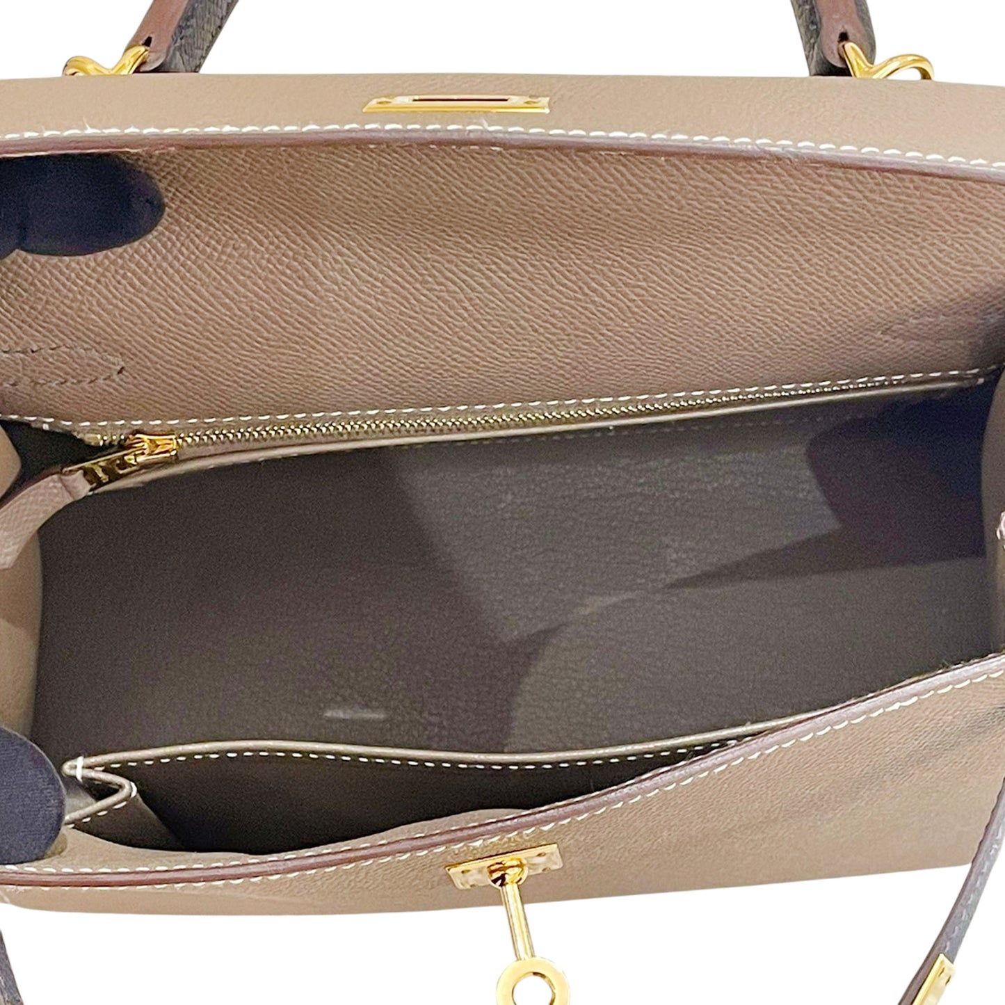 HERMÈS エルメス ケリー25 セリエ エトゥープ ブラック グリメイヤー