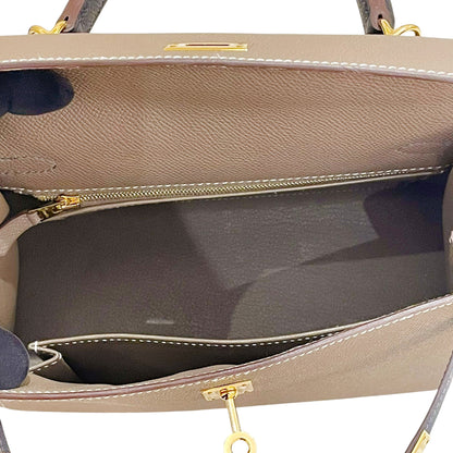 HERMÈS エルメス ケリー25 セリエ エトゥープ ブラック グリメイヤー