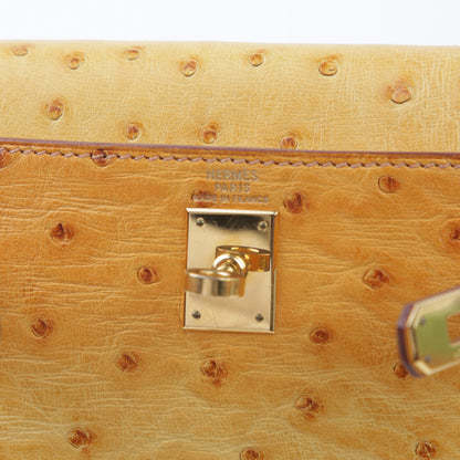 HERMÈS Hermes Kellyad PM Saffron Ostrich 