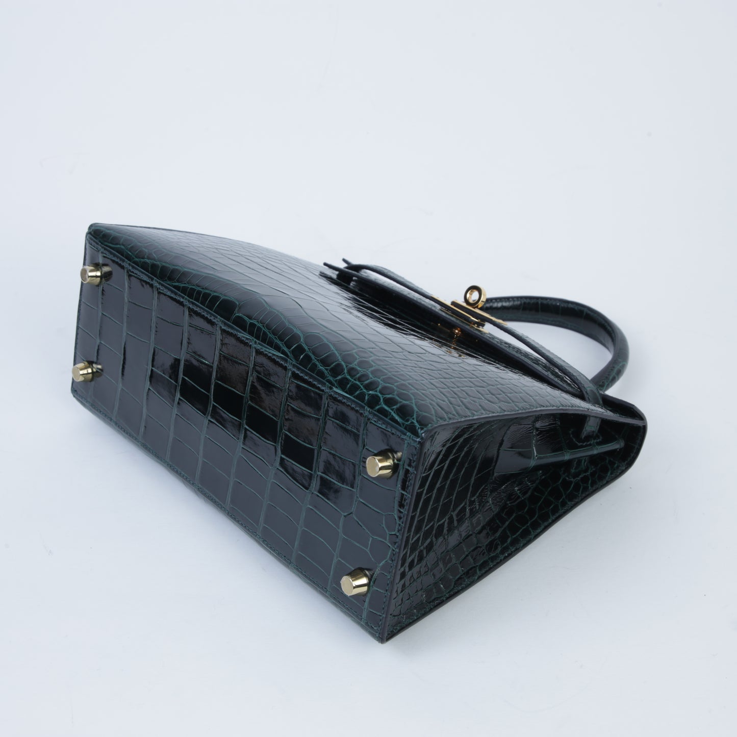 HERMÈS Hermes Kelly 25 Serie Vert Chypre Crocodile Alligator 