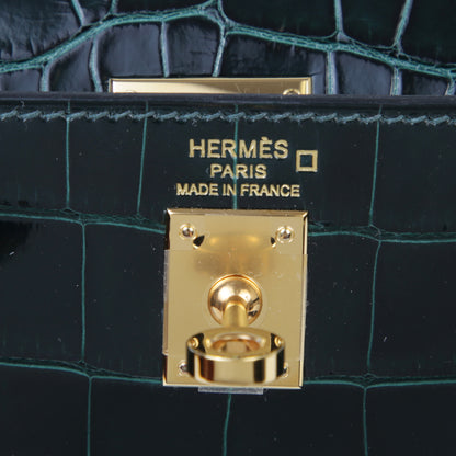 HERMÈS Hermes Kelly 25 Serie Vert Chypre Crocodile Alligator 