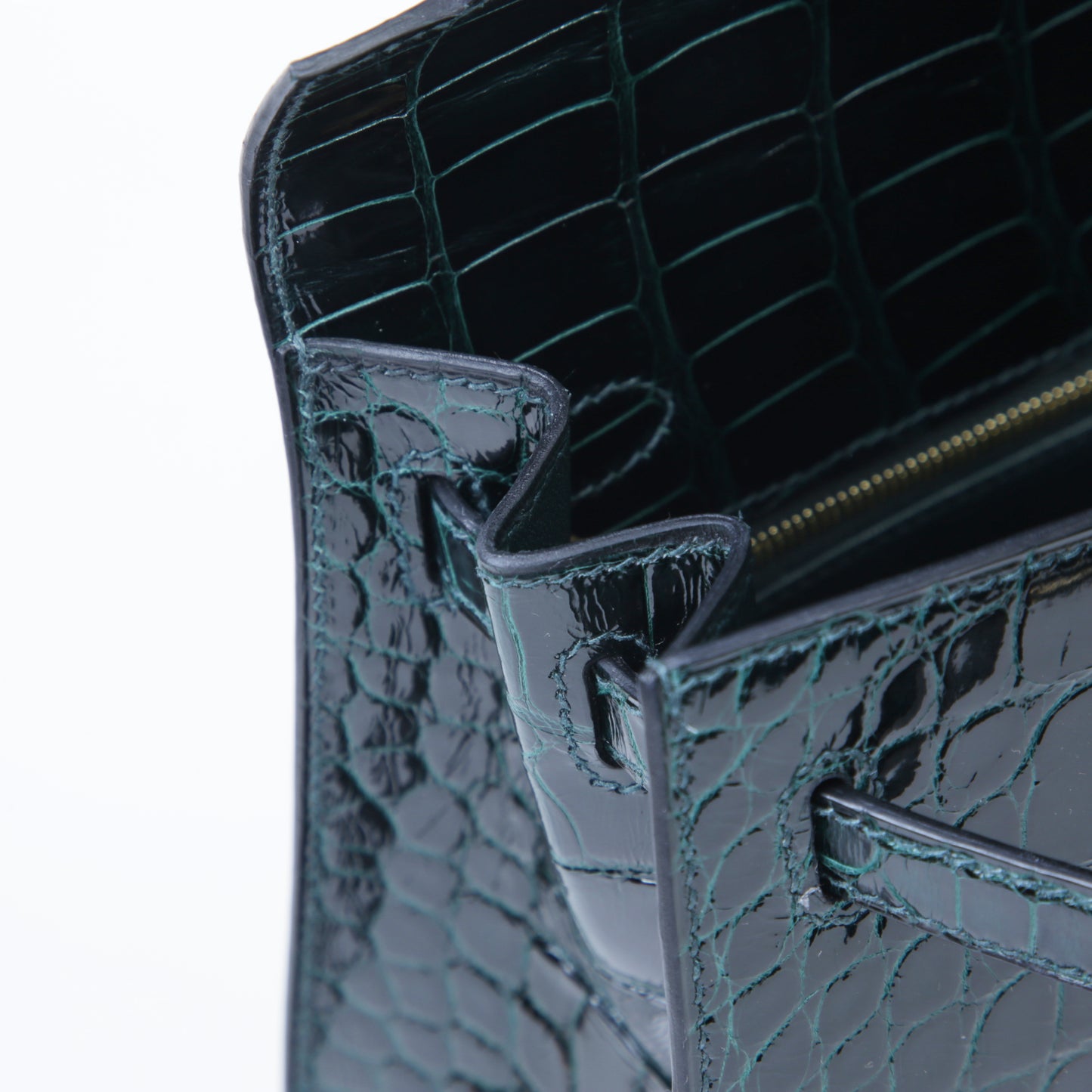HERMÈS Hermes Kelly 25 Serie Vert Chypre Crocodile Alligator 
