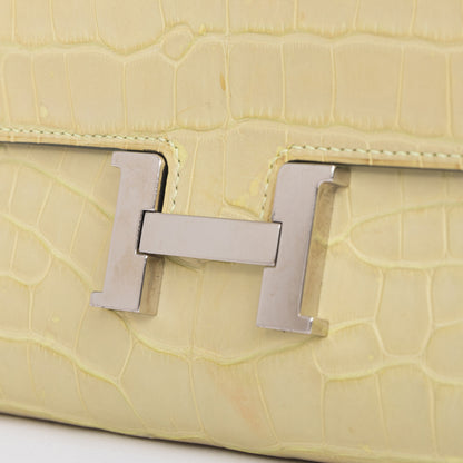HERMÈS Hermes Constance To Go Jaune Bourgeon Crocodile Alligator Matte 
