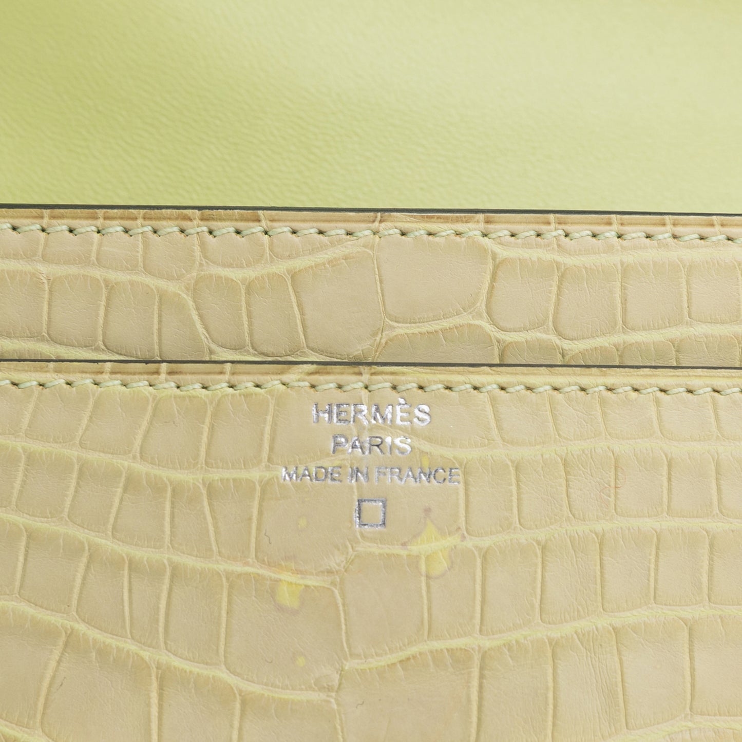 HERMÈS Hermes Constance To Go Jaune Bourgeon Crocodile Alligator Matte 