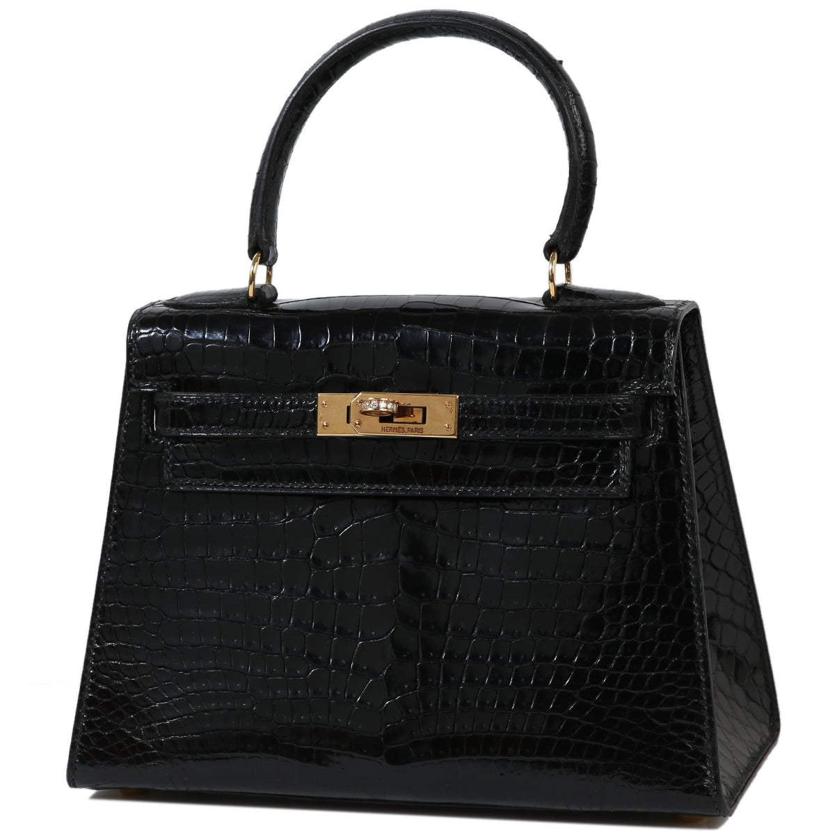 HERMÈS Hermes Mini Kelly Black Crocodile Porosus 