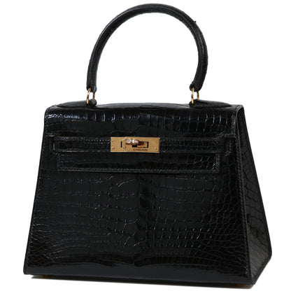 HERMÈS Hermes Mini Kelly Black Crocodile Porosus 