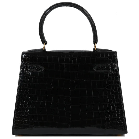 HERMÈS Hermes Mini Kelly Black Crocodile Porosus 