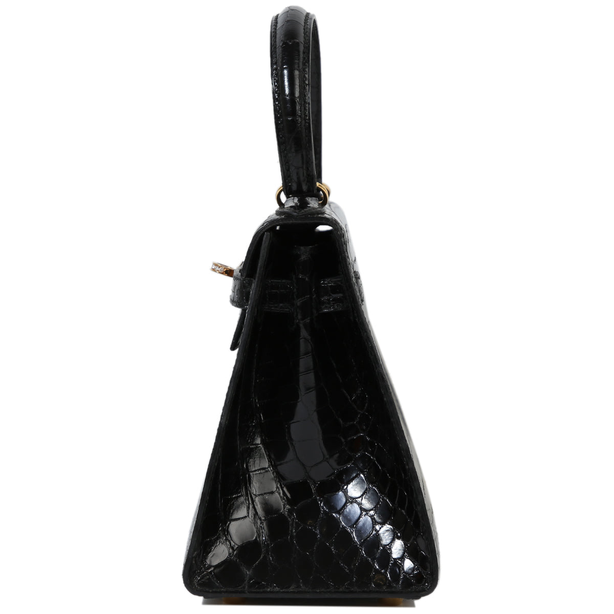 HERMÈS Hermes Mini Kelly Black Crocodile Porosus 