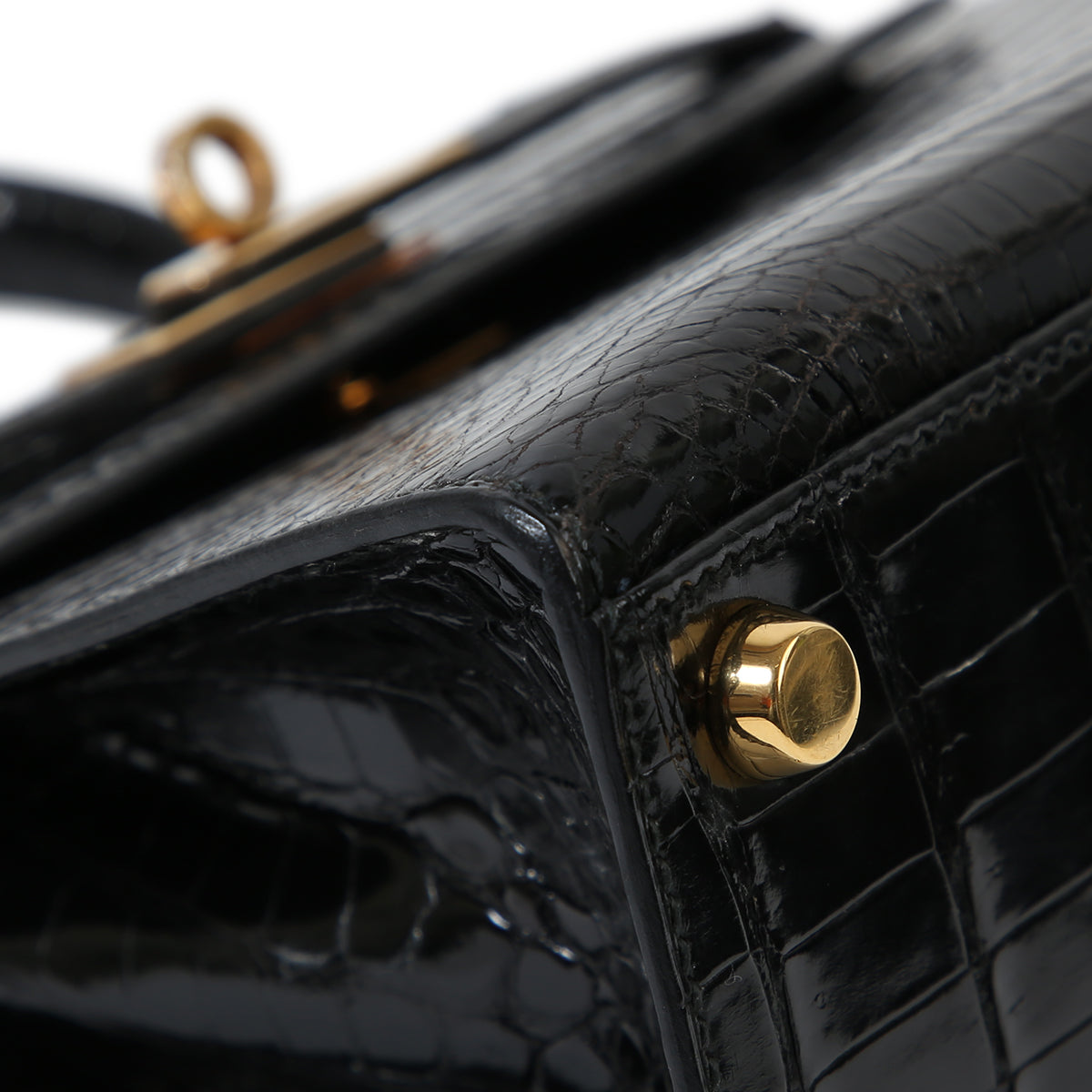 HERMÈS Hermes Mini Kelly Black Crocodile Porosus 
