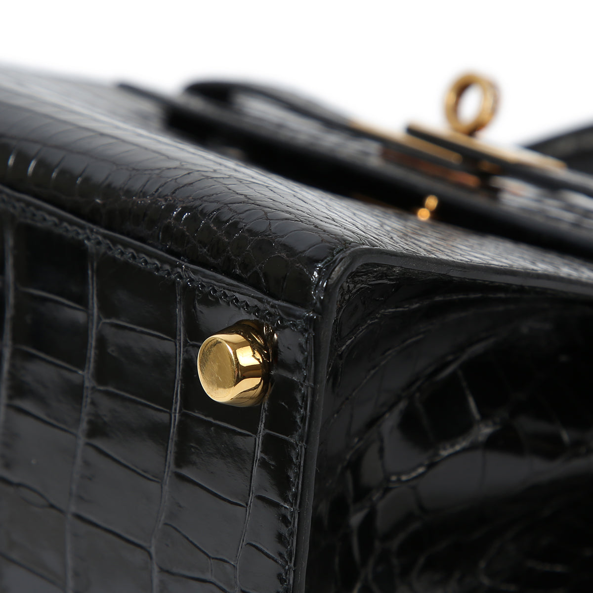 HERMÈS Hermes Mini Kelly Black Crocodile Porosus 