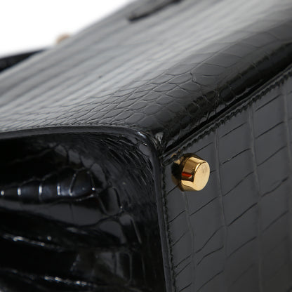 HERMÈS Hermes Mini Kelly Black Crocodile Porosus 