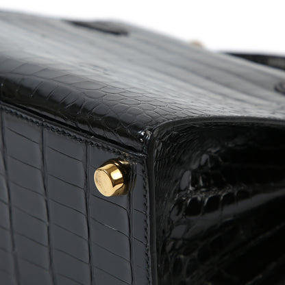 HERMÈS Hermes Mini Kelly Black Crocodile Porosus 